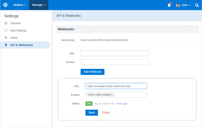 API & Webhooks Module – FreeScout